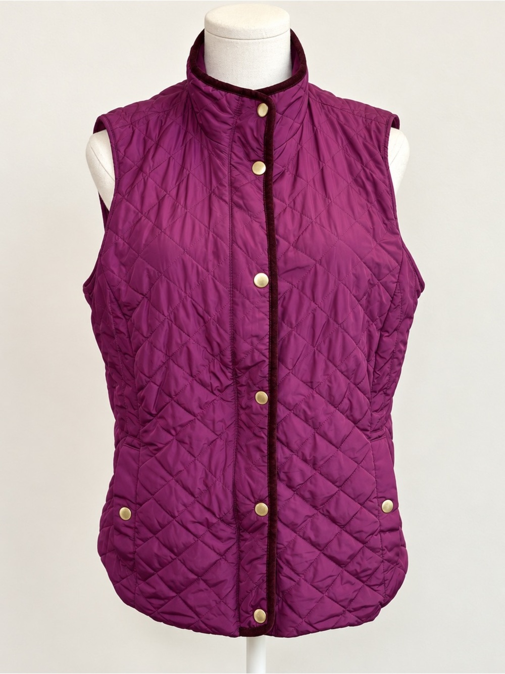 Talbots Purple Quilted Fleece Lined Vest Medium